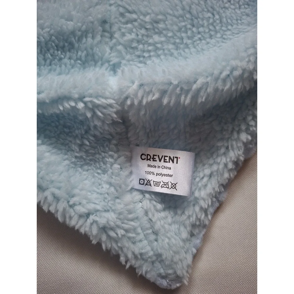 Crevent Blue Bear Lovey Plush Security Blanket Minky Dot Sherpa‎